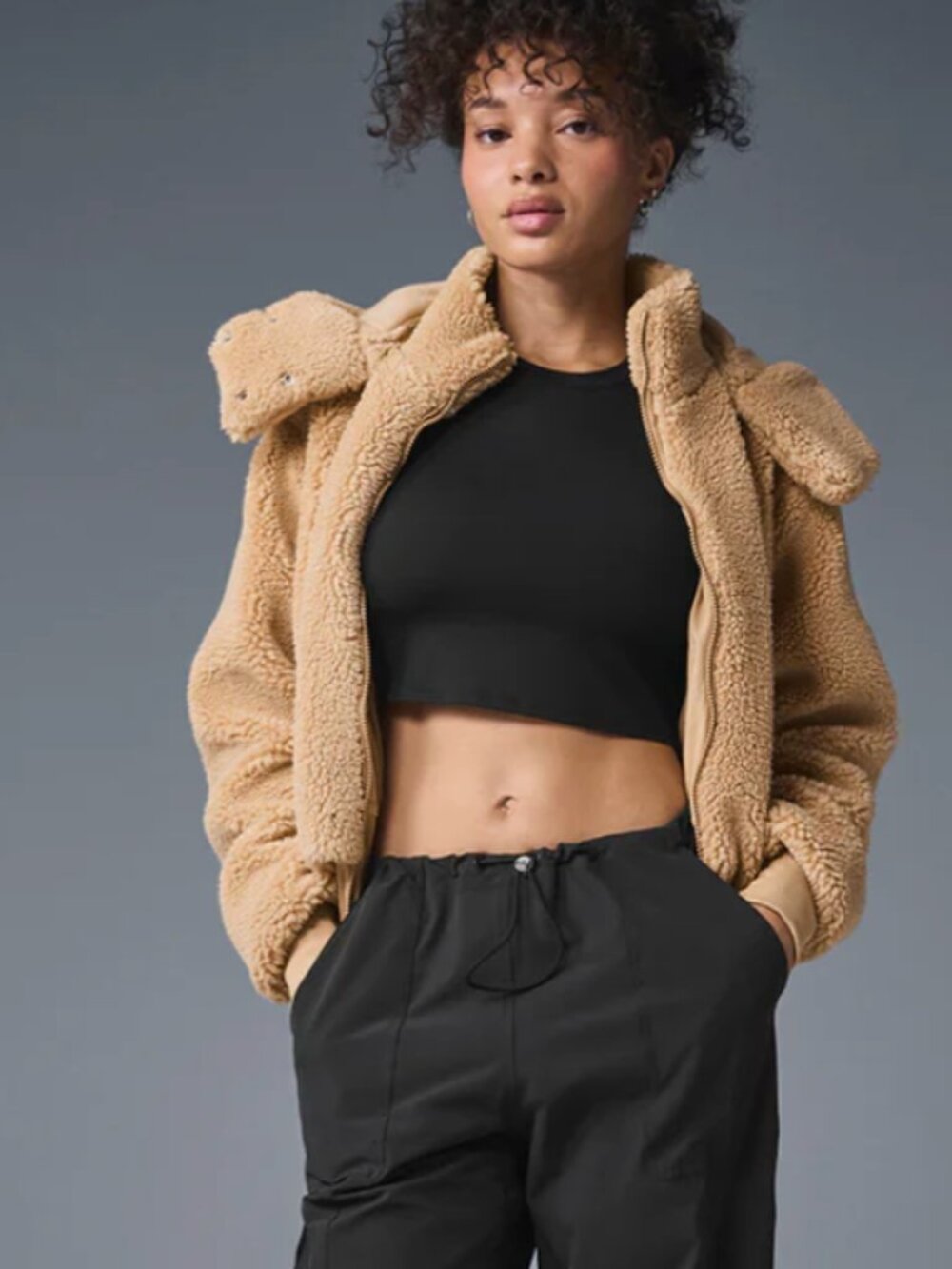 Alo Yoga Foxy Sherpa Fuzzy Camel Jacket